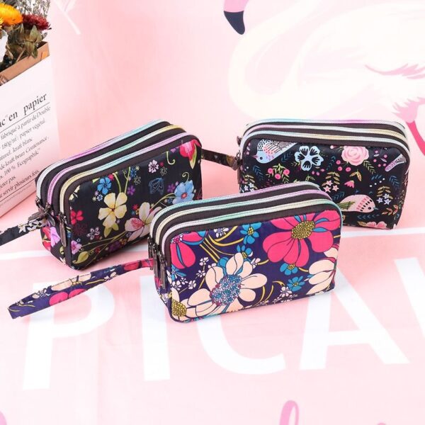 Wholesale Korean Style Three-Zipper Long Wallet with Key Holder Stylish Fabric Coin Purse and Mobile Phone Bag, Boutique Accessory