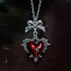 Wholesale Gothic Y2K Red Heart Thorn Pendant Necklace Ancient Silver Alloy Layering Jewelry Fashion Accessory for Party or Gift