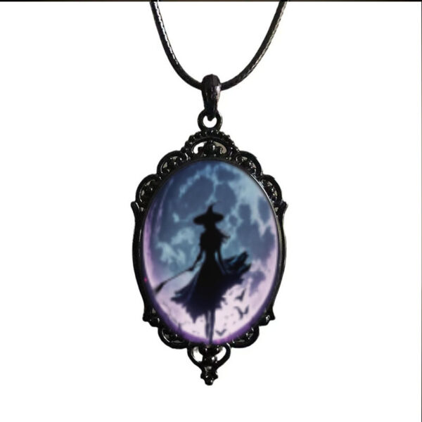 oly-001851cf281433d6e455c67ccdbde4d8 Wholesale Black Gothic Witch Oval Pendant Necklace Halloween Gothic Jewelry Accessory for Party Gift