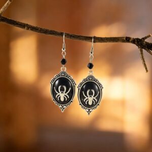Dark spider ear hooks - one pair