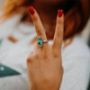 Wholesale Vintage Lightning Punk Ring Turquoise Bohemian Jewelry Accessory