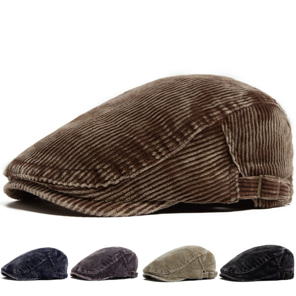 Wholesale Vintage Corduroy Beret Hat Retro Casual Navy Blue Cap for Men Women