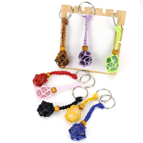 oly-005b78cde8ccce1ea3c428f4c8aae7b7 Wholesale Natural Stone Amethyst Tiger Eye Keychain Trendy Car Key Accessory Gift