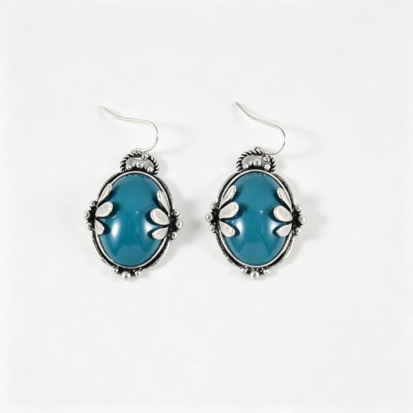 oly-006ff19b1cbcaa36127f0f0caeacd465 Wholesale Vintage Style Leaf Wrapped Sapphire Drop Earrings, Zinc Alloy, for Party and Gift