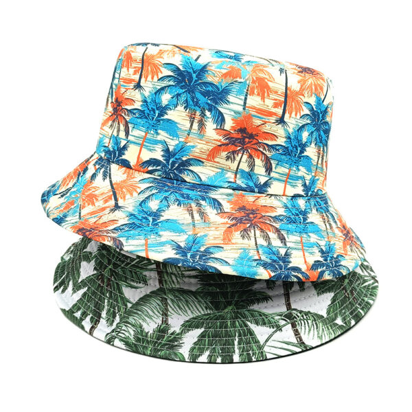 Wholesale Casual Unisex Bucket Hat with Coconut Tree Print Sun Protection for Resale