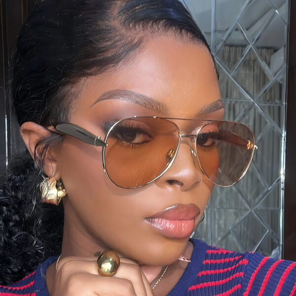 oly-00a6c88f203e80105d4dcb5c745aac84 Wholesale Chic Large Metal Frame Sunglasses Fashion Sun Protection UV400 Gold Grey Unisex Driving Glasses Gift Boutique Resale