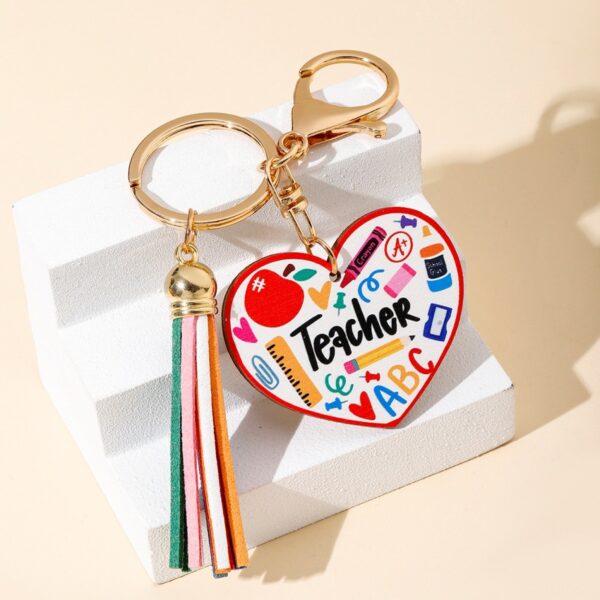 Wholesale Rainbow Wooden Sign Keychain with Tassel Chic Bag Charm Gift for Weddings