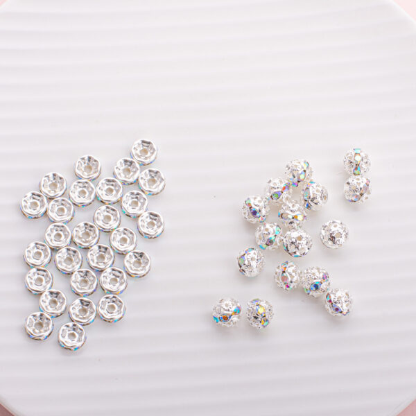oly-00c55d3a41239609004c18ebde6963a2 Wholesale Silver Electroplated Round Spacer Beads Plastic Resin DIY Jewelry Making and Car Keychain Accessories