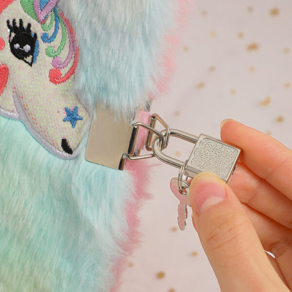 Wholesale Plush Unicorn Lock Diary Notebook for Students Trendy Journal