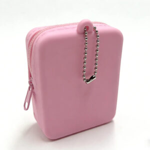 Silicone mini bag - pink polka dot chain style / 8*6.7*3