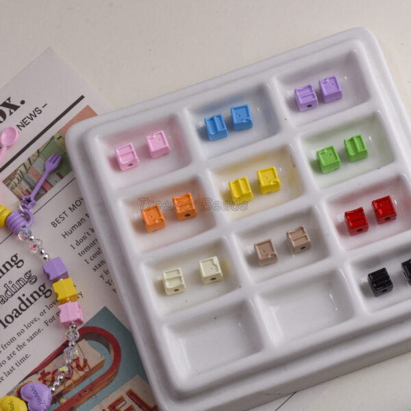 Wholesale Alloy Baking Paint Irregular Square Loose Beads Mixed Colors DIY Craft Supply Fashion Accessory