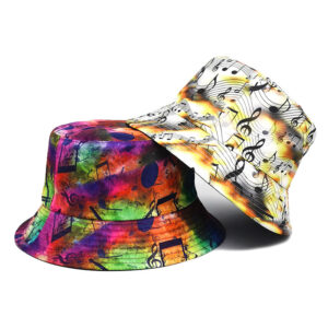 oly-00debcf3dd98549cab8f3eade7a3fe56 Wholesale Musical Note Pattern Yellow Fisherman Hat Sun Protection Outdoor Fashion Accessory