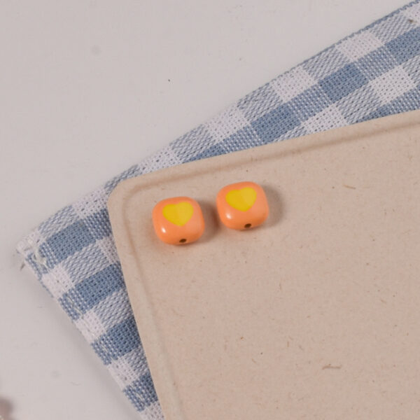 oly-0108fb31eae3308da09f61fe84615293 Wholesale Alloy Square Love Double Color Baked Paint Loose Beads DIY Jewelry Making Phone Charm Accessories