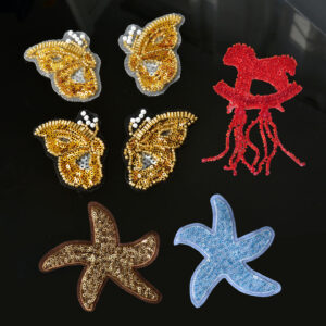 oly-011aaca0c11f1f001f8cbaf86a80aa2f Wholesale Gold Glitter Butterfly Patch DIY Decorative Applique for Towel Party Accent