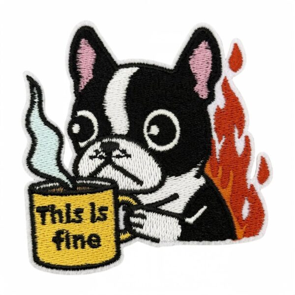 Wholesale Cartoon Flame Dog Embroidered Iron On Patch Polyester Decorative Accent for Clothing Resale
