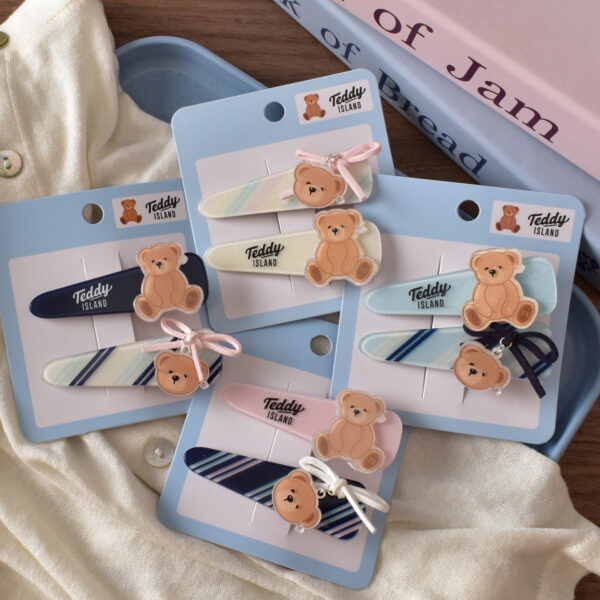 oly-01445929fcc5825d609f447392c8cac2 Wholesale Teddy Bear Acrylic Hair Clips 2pcs Oval Water Drop Design Fashion Hair Accessory OLY Exclusive