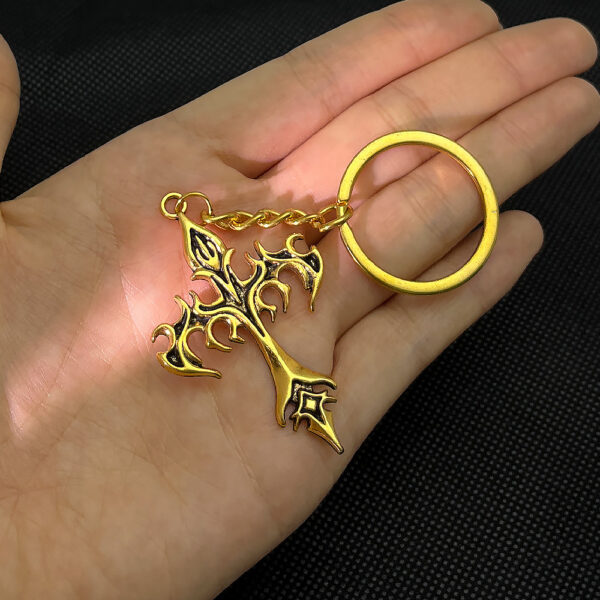 oly-0158a80ea859eab4a1e86167a5c8d885 Wholesale Men's Golden Flame Retro Cross Keychain Pendant for Car Keys Fashion Accessory