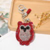 oly-018b317370c391cce942645e81813121 Wholesale Plush Rhinestone Cartoon Owl Keychain Bag Charm Tassel Pendant Stylish Car Key Accessory Gift