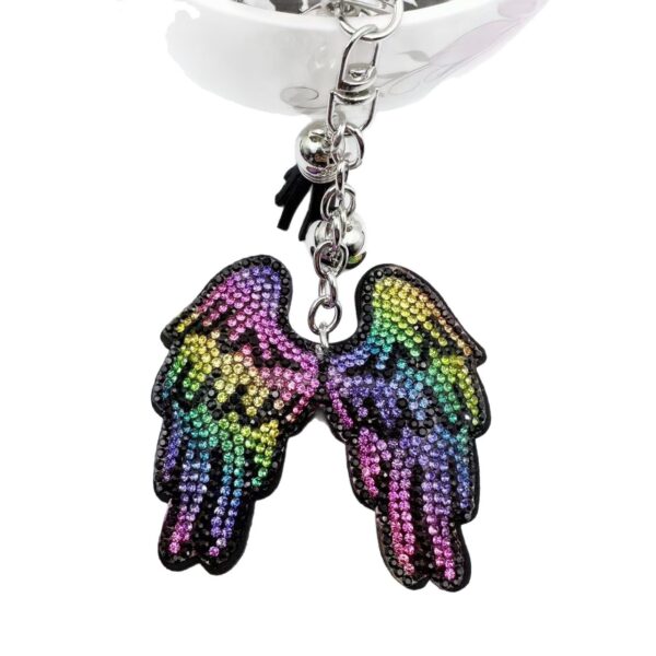Wholesale Angel Wing Rhinestone Keychain Zinc Alloy Decorative Accessory for Bag or Gift