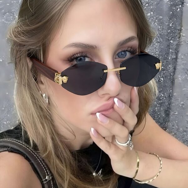oly-01a56af0cca5132c4239694835a43515 Wholesale Y2K Frameless Sunglasses Gold Frame Gray Lens Fashion Street Style Outdoor Sun Protection