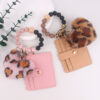 Wholesale Korean Pink Leopard Silicone Heart Card Holder Keychain Boutique Bag Charm