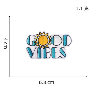 Blue English text embroidery paste -6#* Hot Melt Adhesive cloth paste