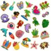 Wholesale Summer Beach Themed Embroidered Patches - 25pcs Cute Cartoon Vacation Style Iron-On Decorative Accent for Clothing Craft Gift Resale