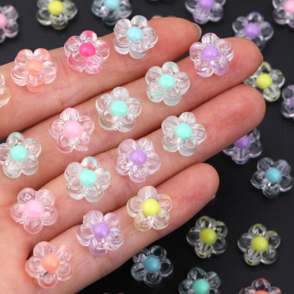 oly-02247343a4024eb94198d0a899b7b420 Wholesale Acrylic Flower Beads for DIY Jewelry Making - Transparent Inner Color Beads, Fashion Accessory