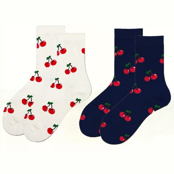 Wholesale Cotton Socks with Fruit Cherry Pattern for Everyday Casual Wear Fashion Accessory