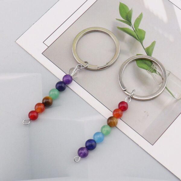 oly-025f0bc24d97135685926a70b97abb12 Wholesale Metal Keychain with Natural Crystal Beads Mediterranean Style Bag Pendant for Gift or Resale