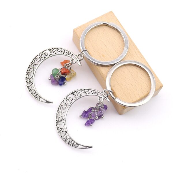 oly-026047023192a5f7080bebab354e68be Wholesale Rustic Moon Crushed Stone Keychain Metal Grape Cluster Bag Charm