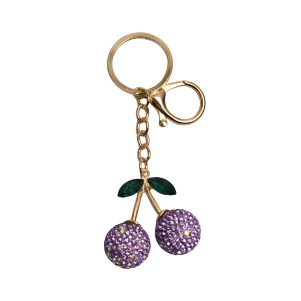 oly-026a3e454d8b8a56d8aac9500384095f Wholesale Rustic Style White Ceramic Cherry Keychain with Rhinestones Car Key Accessory