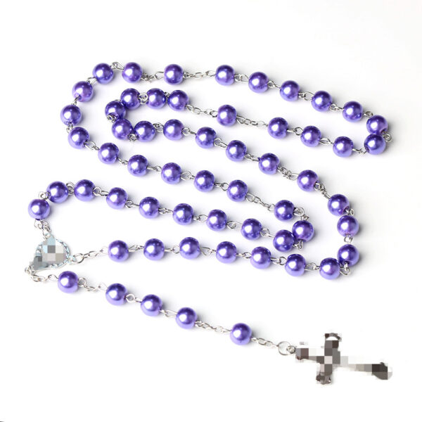 oly-027a446d3d2a57f67385000c95585e8d Wholesale Imitation Pearl Rosary Cross Necklace White Alloy Pendant Fashion Jewelry Gift