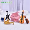 Wholesale Cartoon Music Instrument Resin Ornaments Miniature Piano Guitar Desktop Decor Decorative Accent for Home
