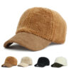 oly-02840a8c9ea93fc4db3b4f19580244e2 Wholesale Fleece and Corduroy Spliced Baseball Cap Winter Warm Adjustable White Stylish Cap