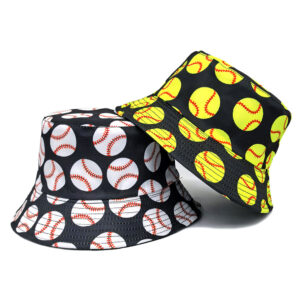 Wholesale Casual Baseball Print Bucket Hat for Sun Protection Fashion Accessory