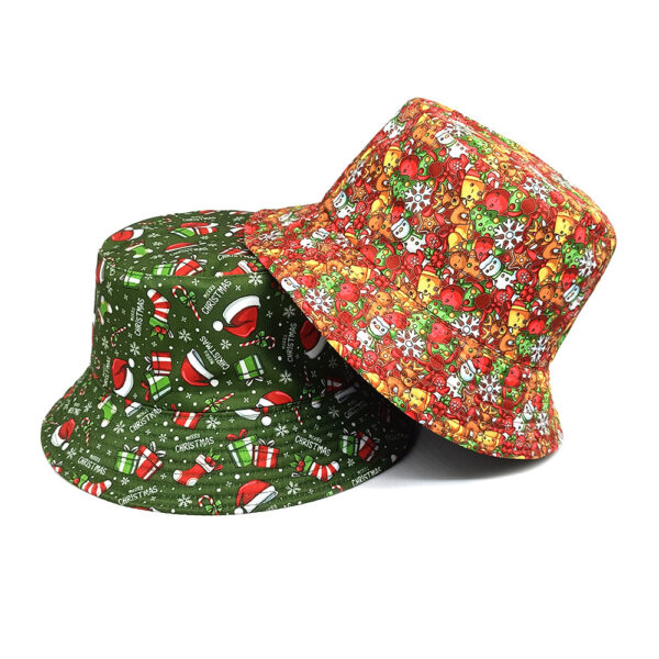 Wholesale Chic Christmas Pattern Fisherman Hat with Santa Deer Snowman Print Unisex Sun Hat for Everyday Use