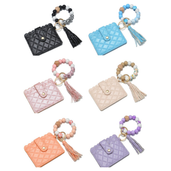 Wholesale Geometric PU Leather Bracelet Card Holder Keychain Women's Everyday Accessory Gift