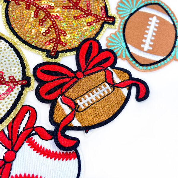 oly-02af7c9319892ada6b64f388edaca4aa Wholesale Sequins Baseball and Bow Embroidery Patches Iron-On DIY Fashion Accessory