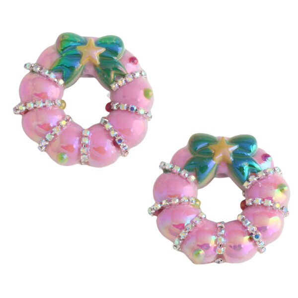 oly-02b9b31a718df3f648f4692d99fe39f0 Wholesale Christmas Wreath Bow Tie Style Epoxy Plastic DIY Phone Key Bag Accessory Boutique Resale