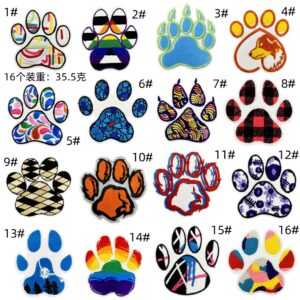 Colorful bear paw style cloth stickers 16 pieces