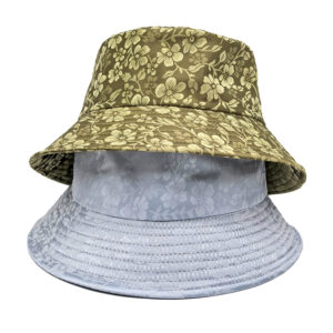 Wholesale Chic Army Green Floral Print Bucket Hat Sun Protection Unisex Resale Accessory