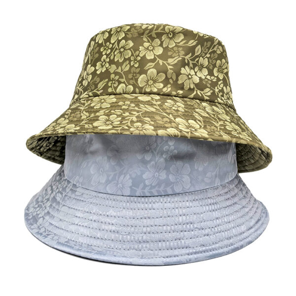 Wholesale Chic Army Green Floral Print Bucket Hat Sun Protection Unisex Resale Accessory