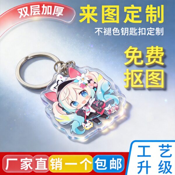 oly-02e71df31b6b0a292fd87f7ee12f6660 Wholesale Anime Style Keychain Double Sided Personalized Photo Keychain Boutique Resale Bag Charm OLY Exclusive