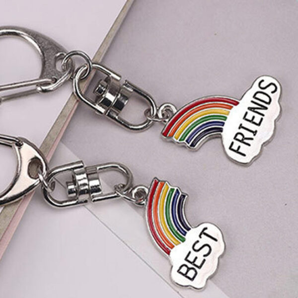 Wholesale Alloy Rainbow Keychain Pendant Pair Korean Style Decorative Accessory for Bags or Keys