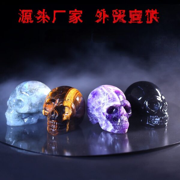 Wholesale Natural Crystal Skull Decorative Accent - Engraved Gemstone Ornament for Resale