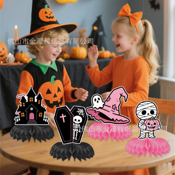 Wholesale Halloween Pumpkin Ghost Paper Honeycomb Table Decorations, 9-Piece Party Resale