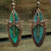 oly-0376d530c70f2623a4599c29bc7a4b67 Wholesale Retro Style Dragonfly Dark Green Alloy Long Earrings Jewelry Accessory