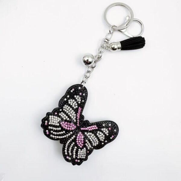 Wholesale Butterfly Rhinestone Keychain Aluminum Alloy Decorative Accessory Boutique Resale