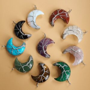 Wholesale Handmade Crystal Tree of Life Moon Necklace Jewelry Gift